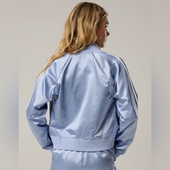 OFFLINE By Aerie You're A Winner Satin Jacket Shiny Silver Bomber Jacket - Picture 2 of 5